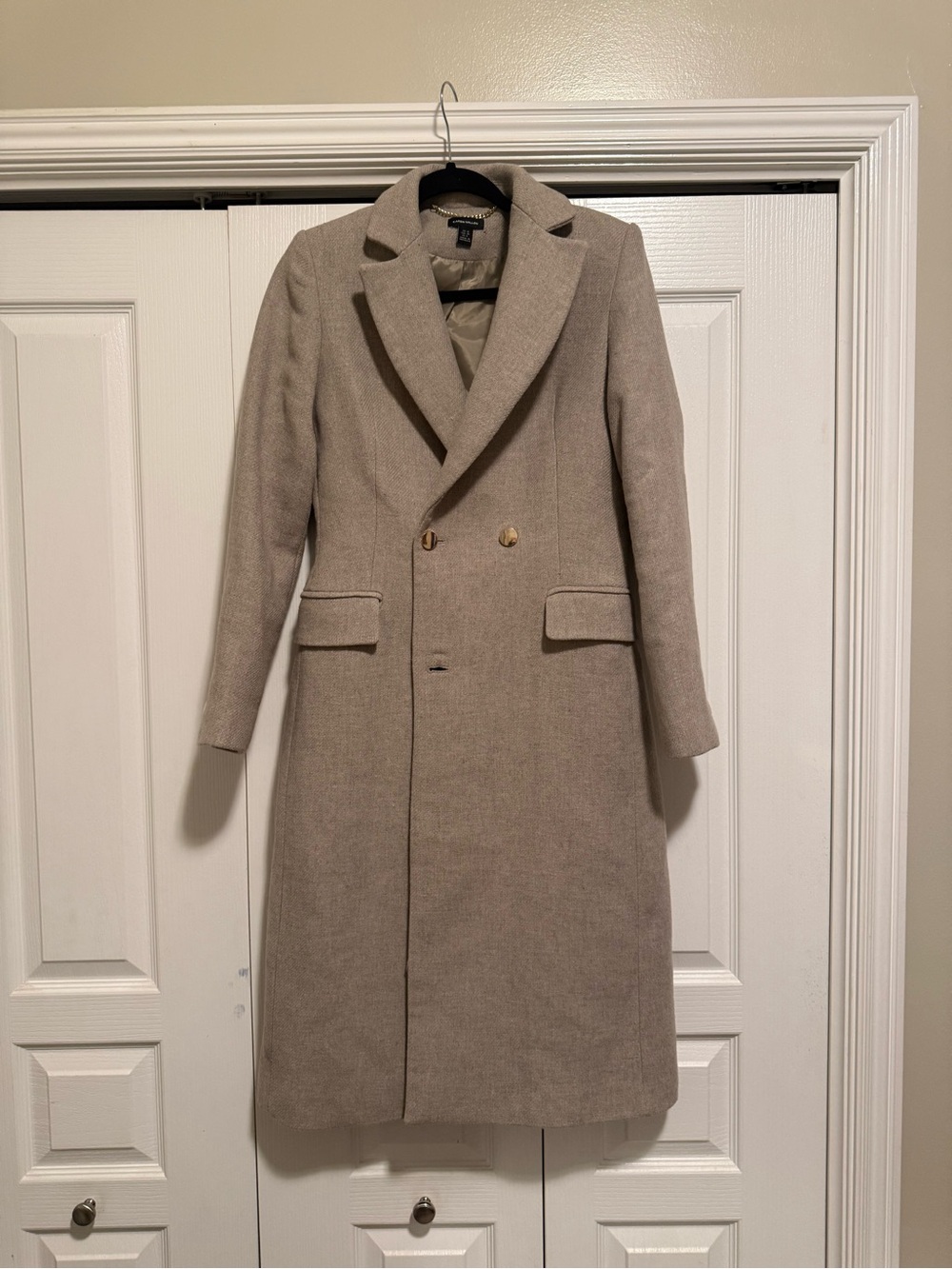 Karen Millen Double-Breasted Trench Coat in Taupe
